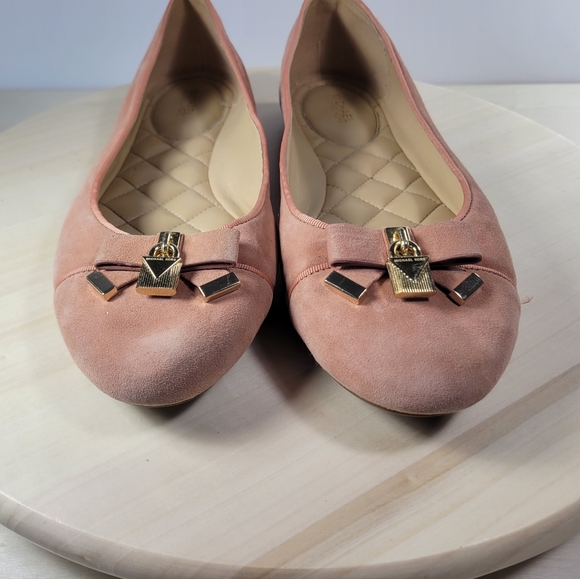 Michael Kors Bow Suede Round Toe Ballet Flats Coral Peachy Women's Size 10 - Picture 10 of 13